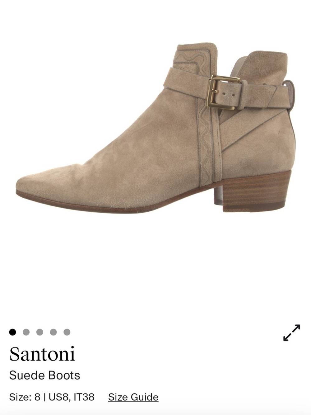 Santoni Taupe Suede Buckle Ankle Boots